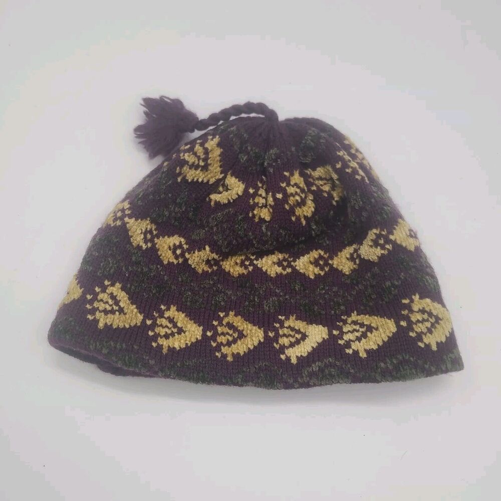 Womens Turtle Fur Winter Hat With Tassle Wool Blend One Size